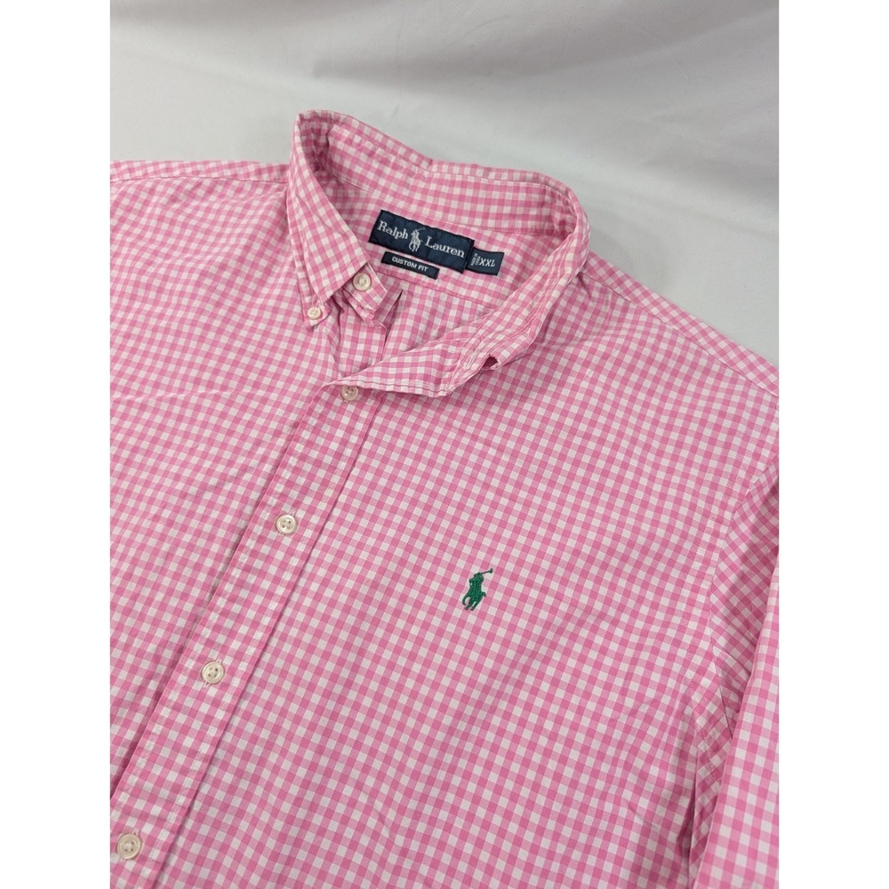 Ralph Lauren Classic Fit Shirt Mens 2XL Pink Gingham Long Sleeve Button Up
